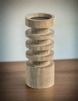 Ensemble de porte-bougies en bois de manguier sculpté à la main : Décoration rustique pour la maison par B H Brothers