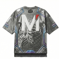 T-shirt Homme Oversize Luxe Brillant en Coton Respirant 100% – Imprimé Urbain Métallique Tendance Streetwear Décontracté