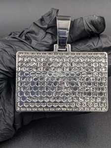 Colgante de Letra Hip Hop de Moissanita, Plata 925, Totalmente Engastado, Rectangular, Personalizado con Nombre, Bicolor, Colgante Bling para Rapper - Product Image 6
