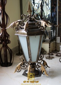 ST M THUT KHP Traditional Wrought Iron <b>Wall</b> Lamp E26 LED Ra90 Gold Multicolored Glass Shade Outdoor Rectangular Design <b>Remote</b> - Product Image 2
