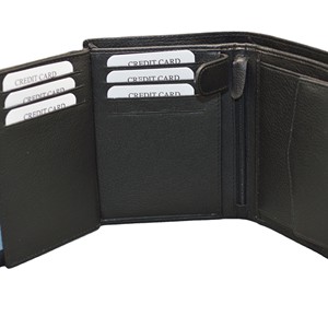 Men's Genuine Leather Slim <b>Trifold</b> <b>Wallet</b> Open Closure Black Fashion Minimalist Design Daily Use Polyester RFID Protection - Product Image 5