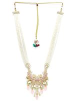 Parure de collier et boucles d'oreilles Kundan indienne plaquée or, avec perles artificielles et motif floral en cristal, tendance pour femme, idéale pour mariage