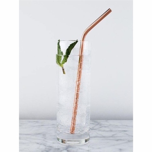 Eco-Friendly <b>Reusable</b> Hammered Pure Copper <b>Straw</b> Bent Metal Drinking <b>Straws</b> for Cocktails Moscow Mule Juice Bar Accessories - Product Image 2