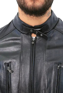 Customized <b>Bomber</b> Jacket <b>Leather</b> Jacket <b>Men's</b> <b>Leather</b> Wholesale Oem <b>Leather</b> Racer Jacket for <b>men</b> 2026 <b>Men's</b> Black Genuine - Product Image 5