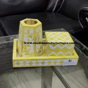 Moderno Juego de Porta Incienso de Piedra Blanca y Amarilla, Bandeja Difusora de Aromaterapia Tallada, Decoración de Oficina y Spa, Adorno de Mesa de Alta Calidad - Product Image 2