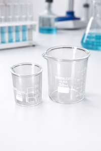 Bécher gradué en verre borosilicate transparent de laboratoire 25 ml et 50 ml, verrerie de laboratoire résistante à la chaleur, marque MAYALAB - Product Image 3