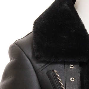 Chaqueta de Piel de Oveja Genuina para Mujer, con Logotipo Personalizado, Tejida, Ecológica, Estilo Motero, Cuello Alto, Transpirable, Diseño Sólido, para Invierno - Product Image 4