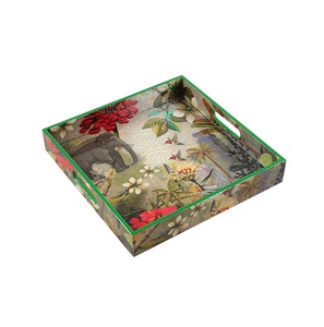 Plateau de service en bois imprimé fait main, idéal pour la présentation et le rangement des aliments – Meilleure vente - Product Image 2