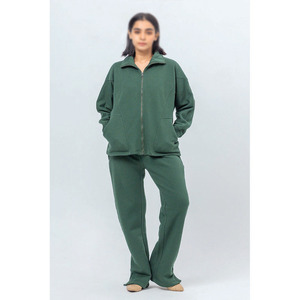 Wholesale Women Sets Fleece Zip <b>Jacket</b> and Straight Leg Pants Custom Logo Manufacturer Women's Hoodies Sets - Product Image 1