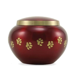 Export Quality Metal Pet Ashes Container Deep Red Brass Pet Cremation <b>Urn</b> Jar Keepsake Box for <b>Cat</b> Dog Funeral - Product Image 1