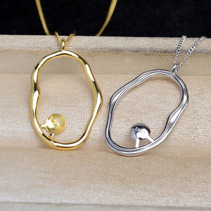 Chaîne de pull en argent S925, accessoire de fabrication de bijoux en perles DIY, avec perles semi-finies de 9-10 mm, support de couverture vide 5824 - Product Image 2