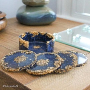 Round Glass Coaster 400mm <b>Red</b> <b>Glitter</b> Glam Design Non-Slip Mats & Pads - Product Image 2