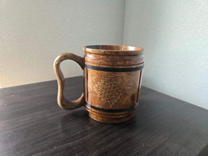 MORDEN STYLE TUMBLER WOODEN BEER TANKARD MUG COFFEE Travel Solid Customised Handle Bamboo Eco-Friendly Dishwasher Safe Christmas - Product Image 4