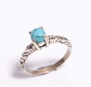 Anillos Finos de Plata de Ley 925 Ruby Gems RS-237 con Turquesa Tallada, Clásicos para Boda, Compromiso, Aniversario y Fiesta - Product Image 3