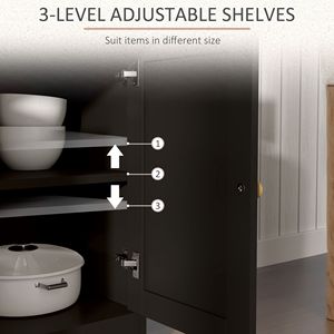 Adjustable Shelf <b>Kitchen</b> Storage <b>Sideboard</b> Farmhouse Buffet Cabinet with Barn Style Doors Black Color - Product Image 5