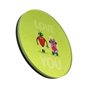 Imán Decorativo Redondo de Acrílico con Pareja de Robots Verdes para Refrigerador, Adhesivo para Boda - Product Image 2