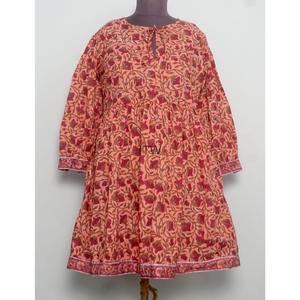 Robe d'été pour femmes, style bohème, imprimé floral, 100% coton, écologique, coupe évasée, col en U, manches bouffantes, longueur au-dessus du genou - Product Image 1