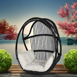 Chaise suspendue Jakarta Noir pour mobilier d'extérieur Confortable et élégant avec coussin confortable Idéal pour hôtel ou villa - Product Image 4