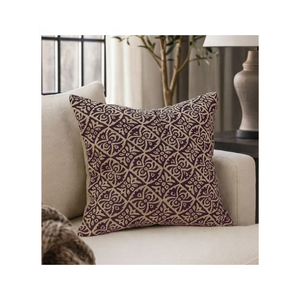 Cojín Marrón Bordado de Primera Calidad de 16x16 Pulgadas, 100% Algodón, Teñido con Colores Naturales para Suministro al por Mayor y OEM ODM, Envío Rápido - Product Image 1