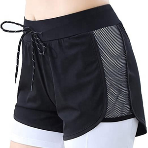 Shorts de sport taille haute pour femme avec empiècements en mesh, séchage rapide, pour la course, la gym, le fitness et l'entraînement, vêtements de sport athlétiques, logo personnalisé - Product Image 5