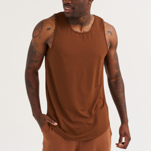 Wholesale Gym Tank Top Men Casual Summer <b>Vest</b> Style Sportswear Lightweight Material Drop Armhole Cut Crew Neck Tank Tops for Men - Product Image 6