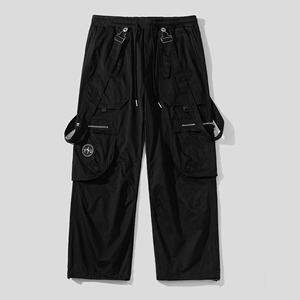 Joggers cargo pour hommes en polyester respirant et élastique, poids moyen, avec cordon de serrage, personnalisables, style streetwear - Product Image 3