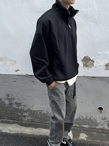 Sweat-shirt personnalisé 2026 avec logo, coupe oversize, épais, 1/4 zip, 100 % coton, col roulé uni à demi-zip - Product Image 5