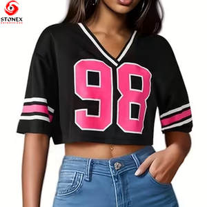 Camisetas de Verano Personalizadas al por Mayor, de Algodón Liso, Estilo Urbano, Ecológicas, Holgadas, con Estampado Gráfico, Cuello en V, para Mujer - Product Image 2