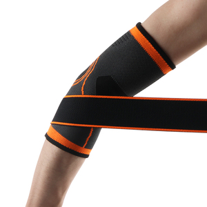 Genouillère Ajustable Noire Orange en Maille Respirante avec Fermeture Auto-agrippante Unisexe pour Protection Sportive et Fitness - Product Image 1