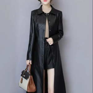 Vestes longues en cuir véritable de qualité supérieure pour femmes, mode décontractée, manteau d'hiver en peau de mouton, manteaux longs en cuir de vache pour femmes - Product Image 1
