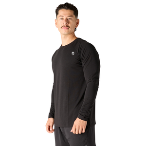 T-shirt de sport à manches longues pour homme, noir, à séchage rapide, respirant, haut de gamme pour la salle de sport, la remise en forme et l'entraînement - Product Image 3