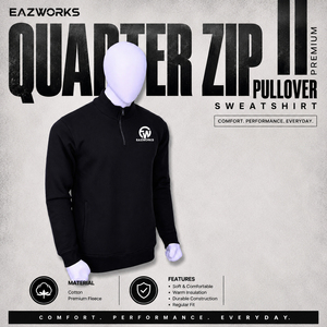 Sweat-shirt à col zippé Premium Solid Winter Quarter Zip EW-MSS-620 pour homme, vêtements de sport décontractés, coton molletonné, coupe classique, coupe-vent - Product Image 2