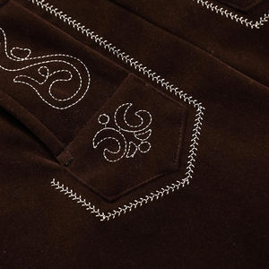 Pantalones de cuero bávaros para hombre, estilo trachten, para Oktoberfest, 100% cuero, transpirables, con cierre de cordón, longitud corta. - Product Image 5