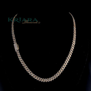 Moissanite <b>Statement</b> <b>Necklace</b> 18K Gold Plated S925 Figaro Chain Round Brilliant Cut Geometric Design Unisex Luxury Jewelry - Product Image 4