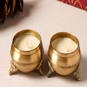 Vases à bougies en laiton, contenants à bougies en métal, porte-bougie en laiton de luxe vides avec logo personnalisé, écologiques - Product Image 1