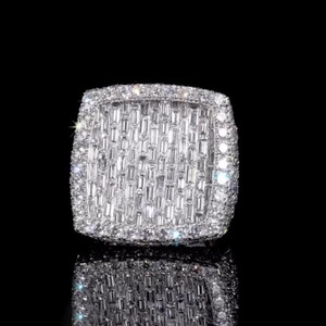Baguette Cut Moissanite Diamond Championship <b>Ring</b> <b>925</b> Sterling <b>Silver</b> Hip Hop Style Men's Engagement <b>Ring</b> for Anniversary Gift - Product Image 2