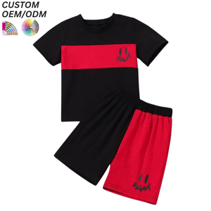 Ensemble de vêtements d'été personnalisés pour garçons, 100% coton, imprimé animal, t-shirt décontracté et short, tenue, support OEM ODM pour la vente en gros - Product Image 6