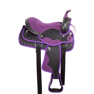 Selle de ranch western en cuir de qualité supérieure, selle de cheval confortable pour la randonnée équestre, équipement équestre de cowboy, sports et divertissements - Product Image 1