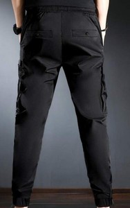 Basic Blue Core Baggy Cargo <b>Jeans</b> Waterproof 100% Cotton <b>Elastic</b> <b>Waist</b> Lightweight Men's Summer Casual - Product Image 3