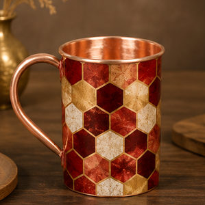 <b>Copper</b> <b>Mugs</b> Hexagon Pattern Bohemian Style Drinkware Home Decor Handle Design Geometric Emerald Hexagon Honeycomb <b>Copper</b> <b>Mug</b> - Product Image 4