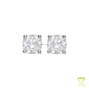 Boucles d'oreilles solitaires en moissanite taille coussin, en argent sterling 925, bijoux de luxe pour hommes et femmes - Product Image 3