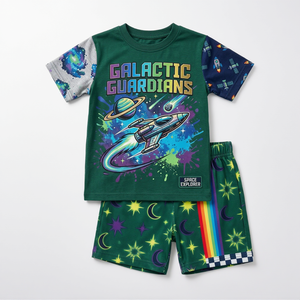 Ensemble de vêtements d'été pour enfants, tissu doux, haut et short, tenue confortable pour tous les jours, taille personnalisée, achat direct en usine - Product Image 3