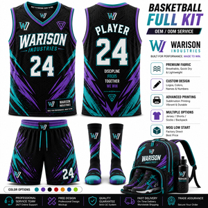 Warison Industries Custom Basketball Uniform Set Sublimation Print Unisex Adult Jersey Short Socks Backpack Set - Product Image 1