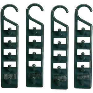 ชุดอุปกรณ์จัดระเบียบตู้เสื้อผ้าแบบแขวน 4 ชิ้น ทำจากพลาสติกสีเขียวทนทาน พร้อมตะขอแขวนแนวตั้ง 5 อัน ช่วยประหยัดพื้นที่และเพิ่มประสิทธิภาพการใช้พื้นที่ในตู้เสื้อผ้า - Product Image 1