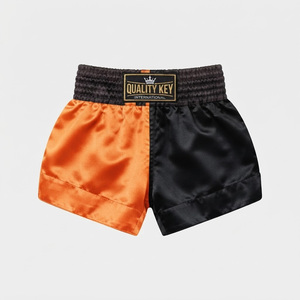 Pantalones Cortos de Boxeo de Satén con Bloques de Color, Rojo y Azul, para Artes Marciales y Kickboxing, Marca Quality Key International - Product Image 6