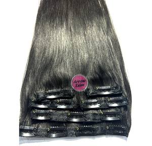 Extensiones de Cabello Remy Naturales Negras Lisas Indias con Clip, de Una Sola Capa, Fácil Aplicación - Product Image 3