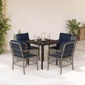 Conjunto de Comedor de Jardín de Poliratán Gris Resistente a los Rayos UV, Muebles de Exterior Resistentes a la Intemperie - Product Image 1
