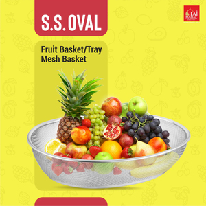Panier à fruits ovale en acier inoxydable, plateau de rangement multi-usages en maille pour ustensiles de cuisine - Product Image 2