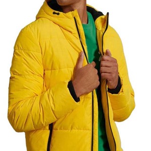 AZORES SPORTS <b>Yellow</b> Color Coated Canvas <b>Puffer</b> <b>Jackets</b> Men's Winter High Street Style Long Sleeve Eco-Friendly Polyester - Product Image 5