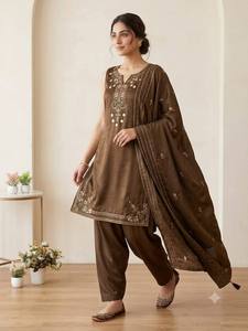 Conjunto de traje Salwar bordado para mujer con dupatta |   Traje Étnico de Fiesta con Lentejuelas de Primera Calidad para Festivales - Product Image 6